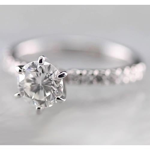 Runder Echt Aus der Erde Abgebauter Natürlicher Diamant Damen-Verlobungsring 1,50 Karat Weißgold 14K