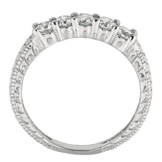Runder Echt Aus der Erde Abgebauter Natürlicher Diamant Eternity Band 0.50 Karat Vintage Style Weißgold 14K