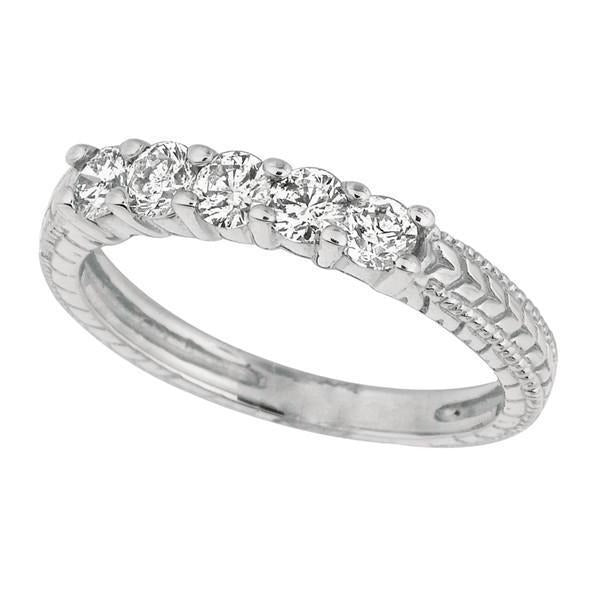 Runder Echt Aus der Erde Abgebauter Natürlicher Diamant Eternity Band 0.50 Karat Vintage Style Weißgold 14K