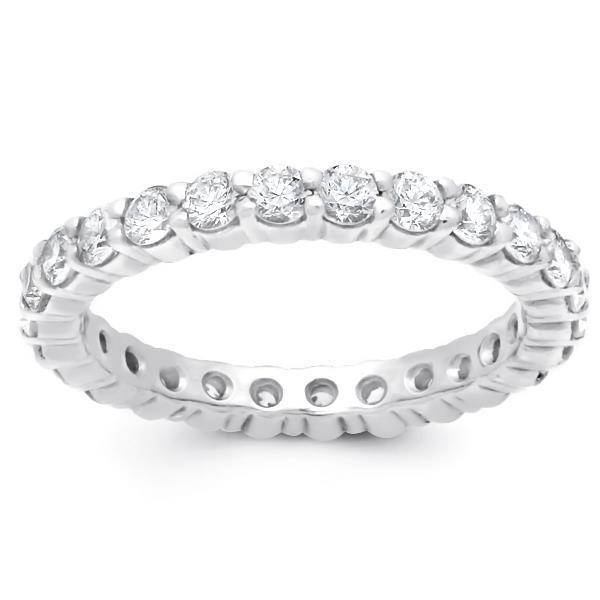 Runder Echt Diamant Eternity Wedding Lady Band Weißgold 1.30 Ct