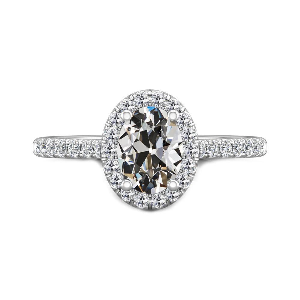 Runder Echt Diamant Halo Oval Old Cut Jubiläumsring 5 Karat 14K Gold