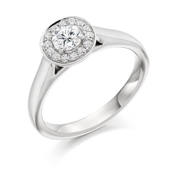 Runder Echt Diamant Halo Ring 1.50 Karat Krappenfassung Weißgold 14K