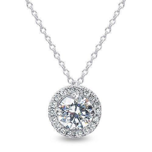 Runder Echt Diamant-Halsketten-Anhänger im Brillantschliff 1,70 Karat Weißgold 14K