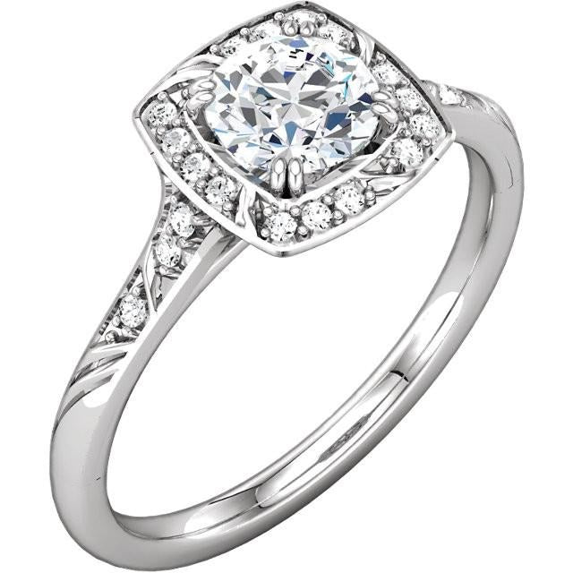 Runder Echt Aus der Erde Abgebauter Natürlicher Diamant-Verlobungs-Halo-Ring 1.65 Karat Weißgold 14K