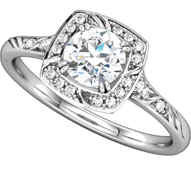 Runder Echt Aus der Erde Abgebauter Natürlicher Diamant-Verlobungs-Halo-Ring 1.65 Karat Weißgold 14K