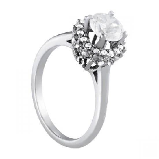 Runder Echt Aus der Erde Abgebauter Natürlicher Diamant-Verlobungsring 1,25 Karat Krappenfassung WG 14K