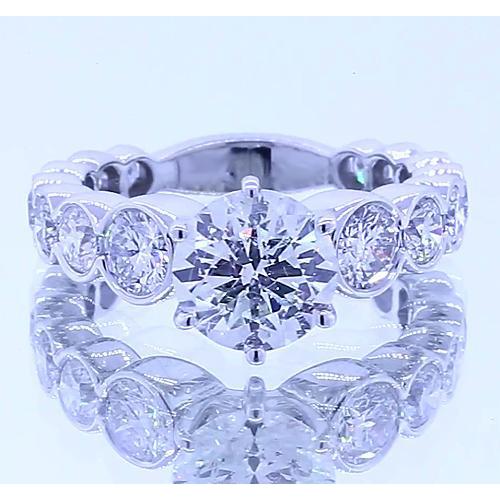 Runder Echt Diamant-Verlobungsring 3,50 Karat 6 Krappen Weißgold 14K