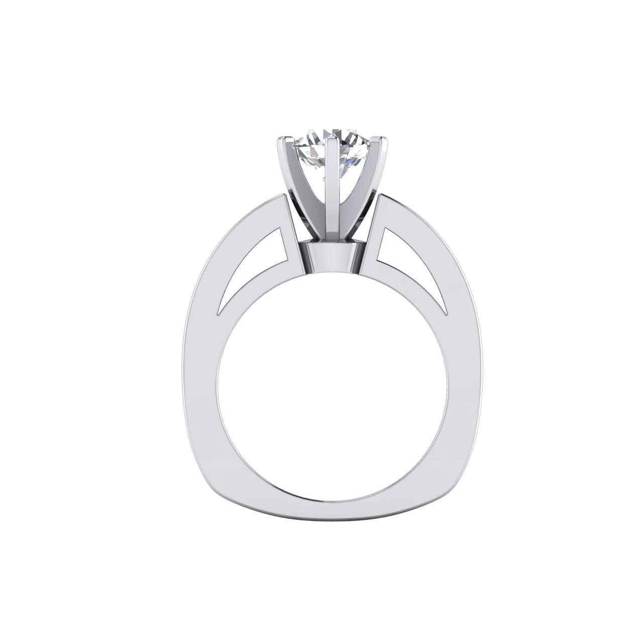 Runder Echt Diamant-Verlobungsring 4,25 ct. Euroschaft mit Akzenten WG 14K