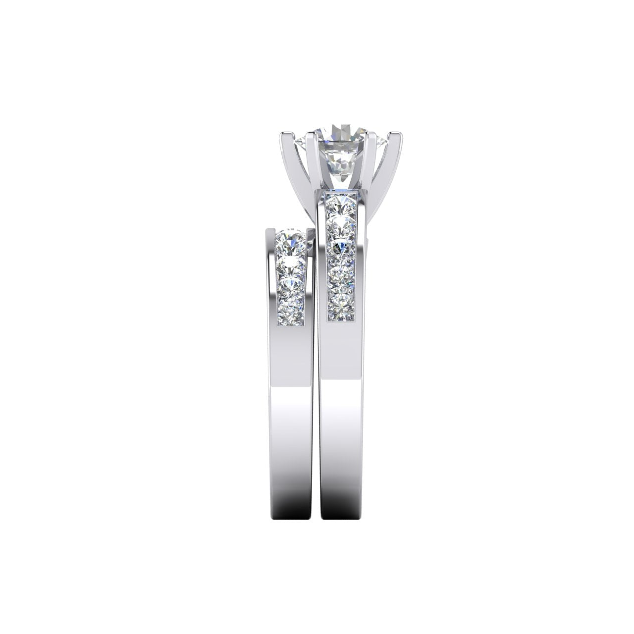 Runder Echt Diamant-Verlobungsring 4,25 ct. Euroschaft mit Akzenten WG 14K