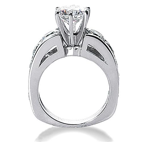 Runder Echt Diamant-Verlobungsring 4,25 ct. Euroschaft mit Akzenten WG 14K