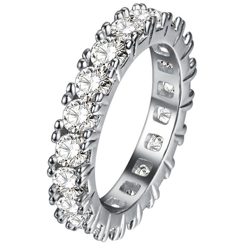 Runder Echt Diamant-Verlobungsring Eternity Band 3 Karat WG 14K