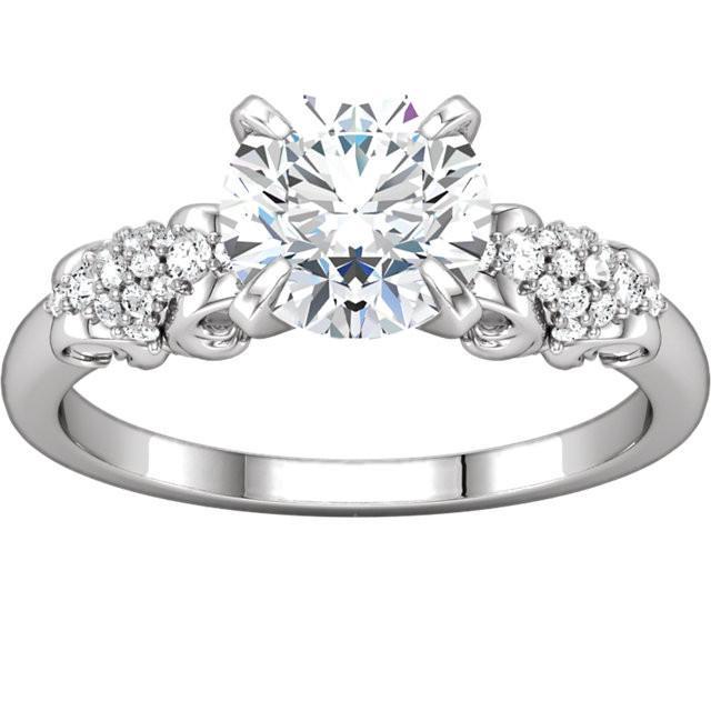 Runder Echt Diamant-Verlobungsring Filigran 1,66 Karat Weißgold 14K