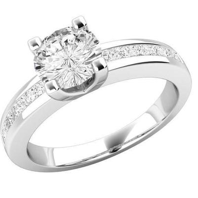 Runder Echt Diamant-Verlobungsring im Prinzessin-Schliff mit 3.75 ct mit Akzenten