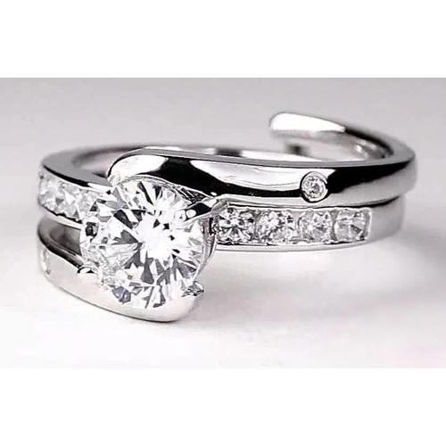 Runder Echt Diamant-Verlobungsring in Bypass-Fassung 2 Karat