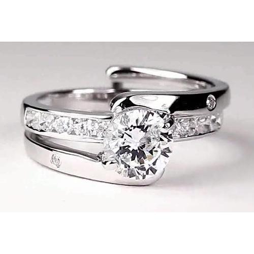 Runder Echt Diamant-Verlobungsring in Bypass-Fassung 2 Karat
