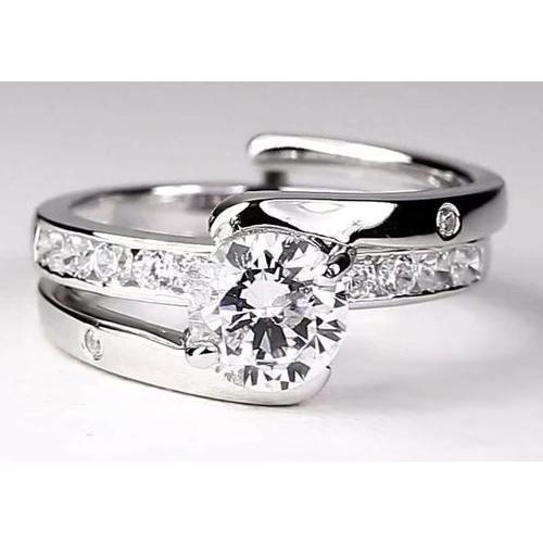 Runder Echt Diamant-Verlobungsring in Bypass-Fassung 2 Karat