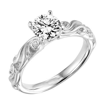 Runder Echt Diamant-Verlobungsring mit Filigran 2.50 ct Weißgold 14K