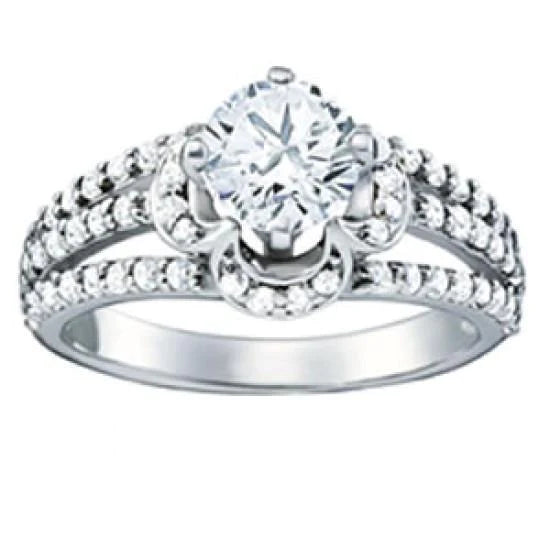 Runder Echt Diamant-Verlobungsring mit geteiltem Schaft 1,35 Karat Weißgold 14K