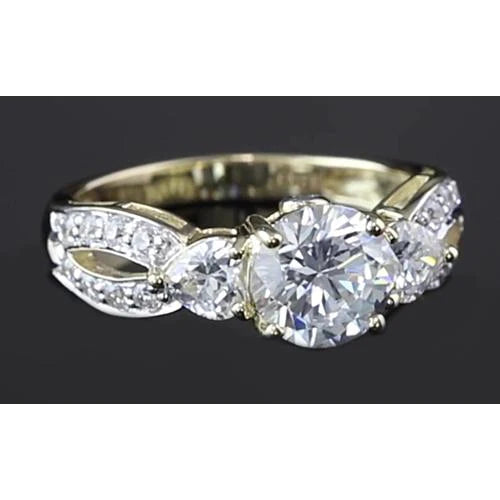 Runder Echt Diamant-Verlobungsring mit verdrehtem Schaft 3,25 Karat