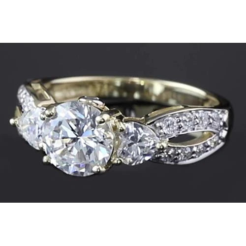 Runder Echt Diamant-Verlobungsring mit verdrehtem Schaft 3,25 Karat