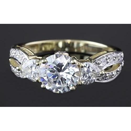 Runder Echt Diamant-Verlobungsring mit verdrehtem Schaft 3,25 Karat