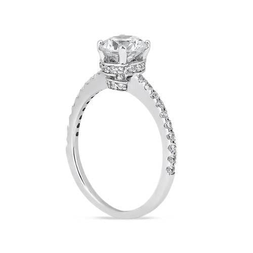 Runder Echt Aus der Erde Abgebauter Natürlicher Diamant Weißgold 14K Verlobungsring mit Akzenten 2,69 Karat