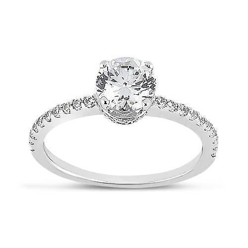 Runder Echt Aus der Erde Abgebauter Natürlicher Diamant Weißgold 14K Verlobungsring mit Akzenten 2,69 Karat