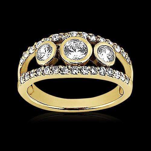 Runder Echt Diamantring 1,46 Kt Gelbgold Gespaltener Schaft Schmuck Neu
