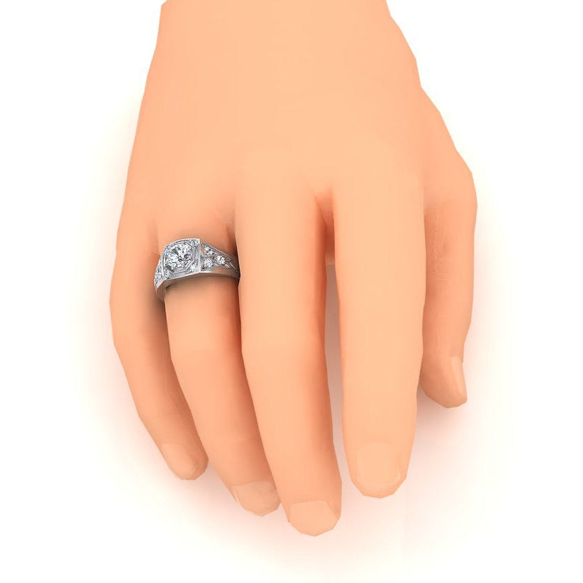 Runder Echt Diamantring für Herren