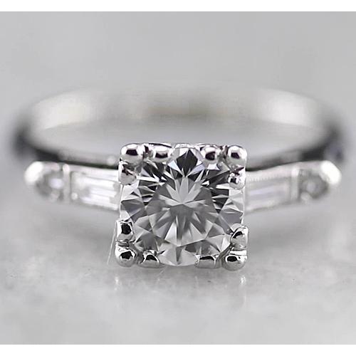 Runder Echt Diamantring mit drei Steinen 1,60 Karat Weißgold 14K