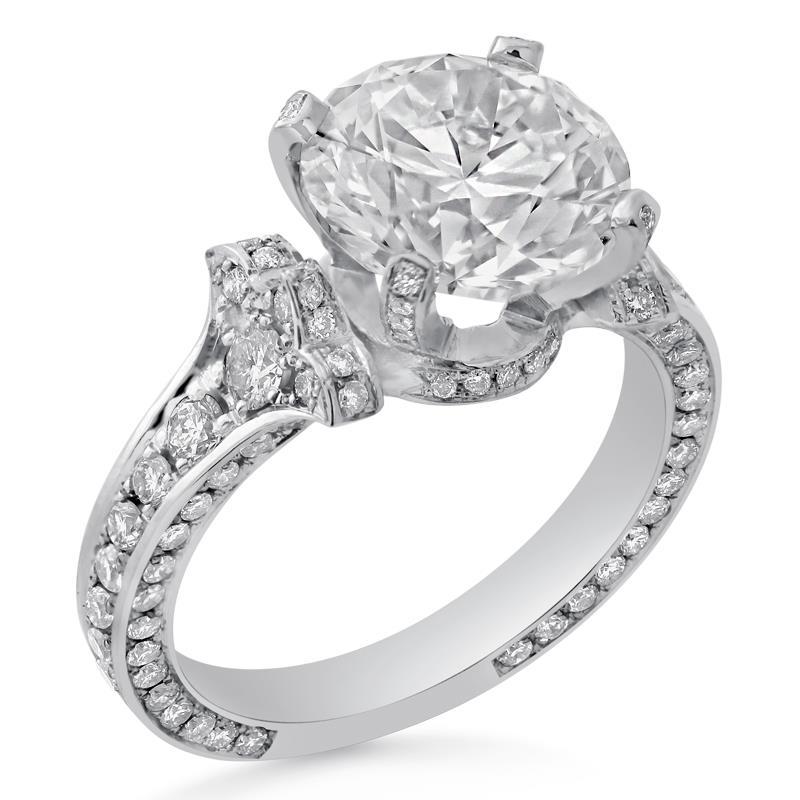 Runder Echt iamant Antik-Stil Verlobungsring 4.75 Karat Weißgold 14K
