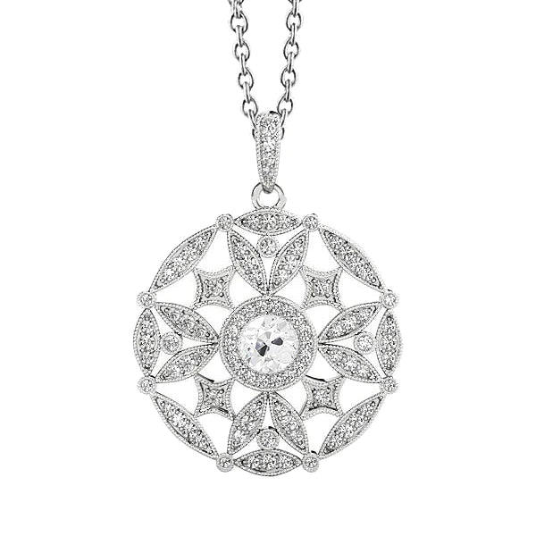 Runder Halo-Echt-Diamant-Fancy-Anhänger im Altschliff, 2 Karat Weißgold, 14K