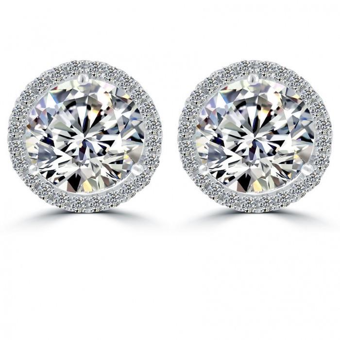 Runder Halo Echt Diamant Ohrstecker 5,48 Karat Weißgold Diamanten