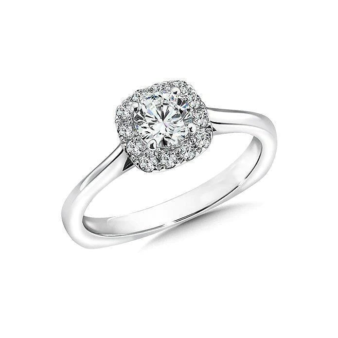 Runder Halo Echt Diamant-Verlobungsring Weißgold 14K 1,36 Karat