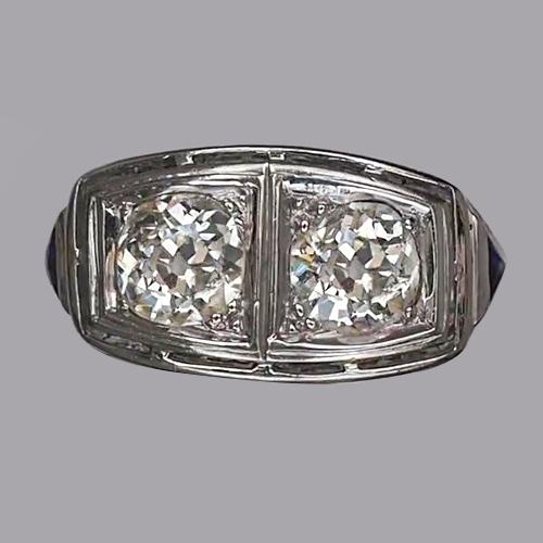 Runder Halo-Natürlich Diamantring im alten Minenschliff für Damen 2 Karat Gold 14K