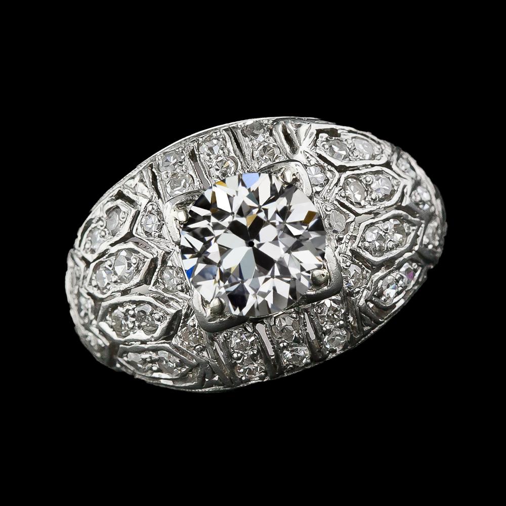 Runder Halo Ring alter Bergmann Echt Diamanten 3,75 Karat Goldschmuck