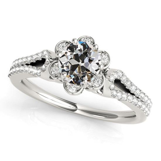 Runder Halo alter Bergmann Echt Diamantring Flower Style Split Shank 4.50 Karat