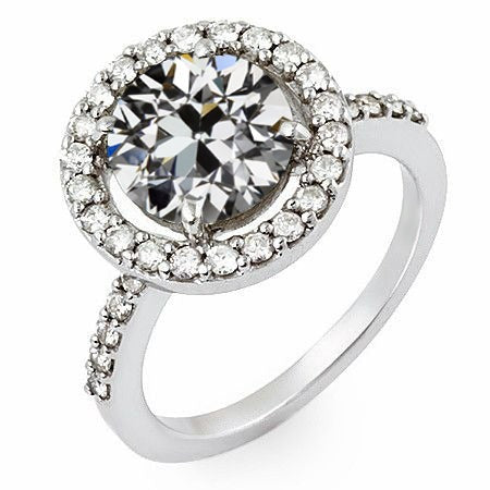 Runder Heiligenschein-Verlobungsring mit Echt Diamanten im alten Minenschliff 4.50 Karat
