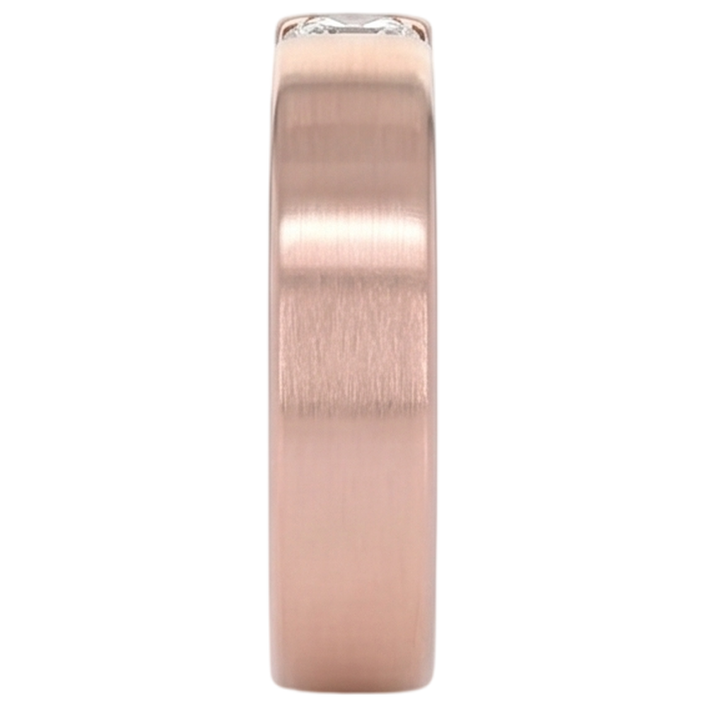 Runder Herrenring Echt Aus der Erde Abgebauter Natürlicher Diamant aus 14 Karat Roségold mit Spannung von 0,75 Karat