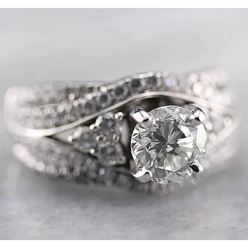 Runder Jubiläumsring 2 Karat Echt Diamant Fancy Weißgold 14K