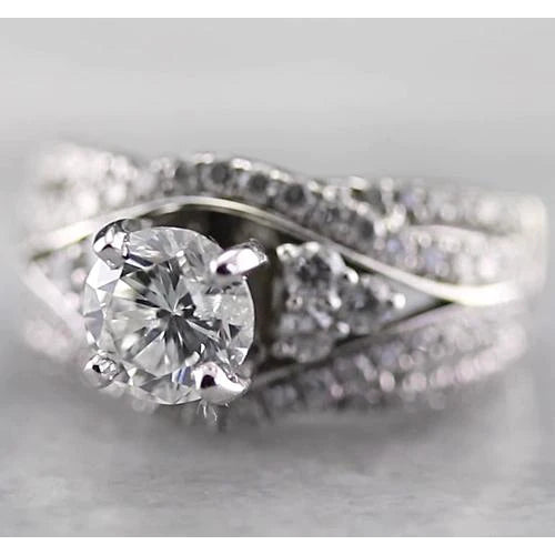 Runder Jubiläumsring 2 Karat Echt Diamant Fancy Weißgold 14K