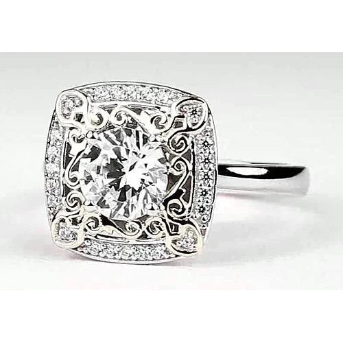 Runder Jubiläumsring im Antik-Look 2 Karat Echt Diamant Weißgold 14K