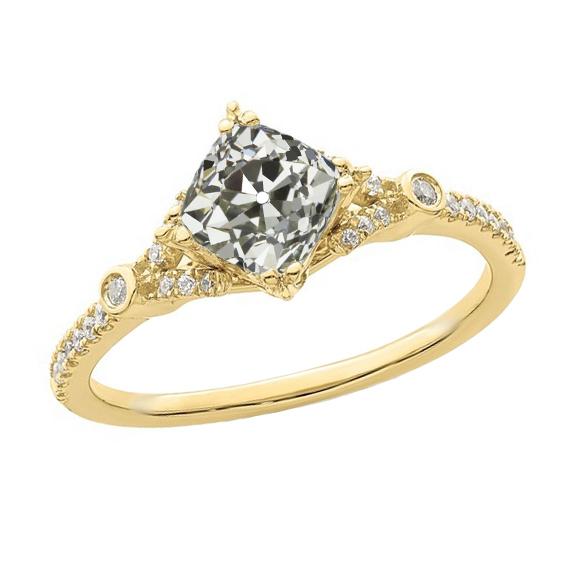Runder & Kissen Alter Minenschnitt Echt Diamantring Drachenstil 4 Karat