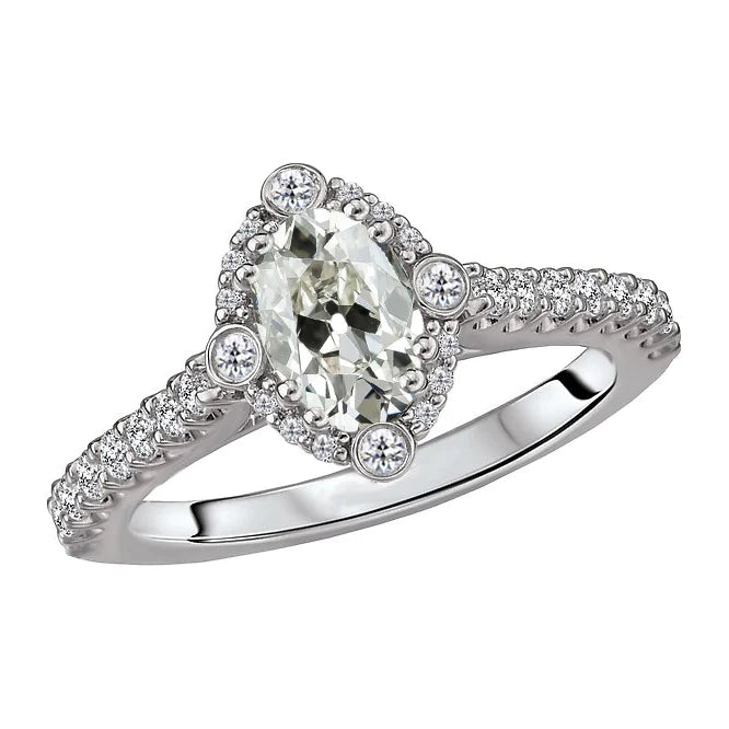 Runder & Marquise alter Bergmann Echt Diamant Halo Ring für Damen 5 Karat