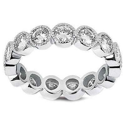 Runder Natürlich Diamant Hochzeit Eternity Band 4 Karat 14K Weißgold
