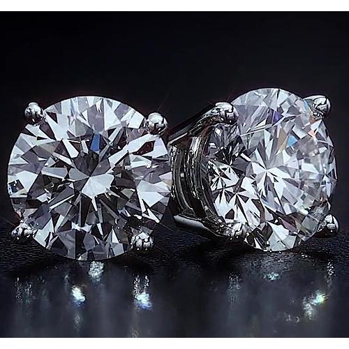 Runder Natürlich Diamant-Korb-Ohrstecker 2,50 Karat Weißgold 14K
