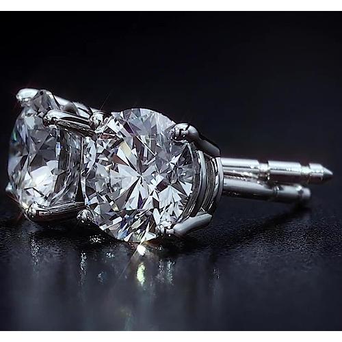 Runder Natürlich Diamant-Korb-Ohrstecker 2,50 Karat Weißgold