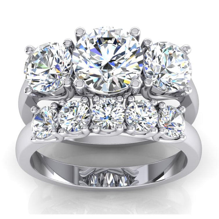 Runder Natürlich Diamant Verlobungsring und Band Set Gold