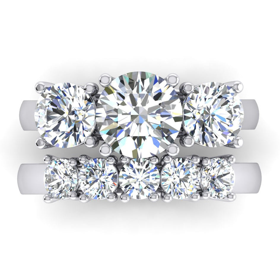 Runder Natürlich Diamant Verlobungsring und Band Set 14K