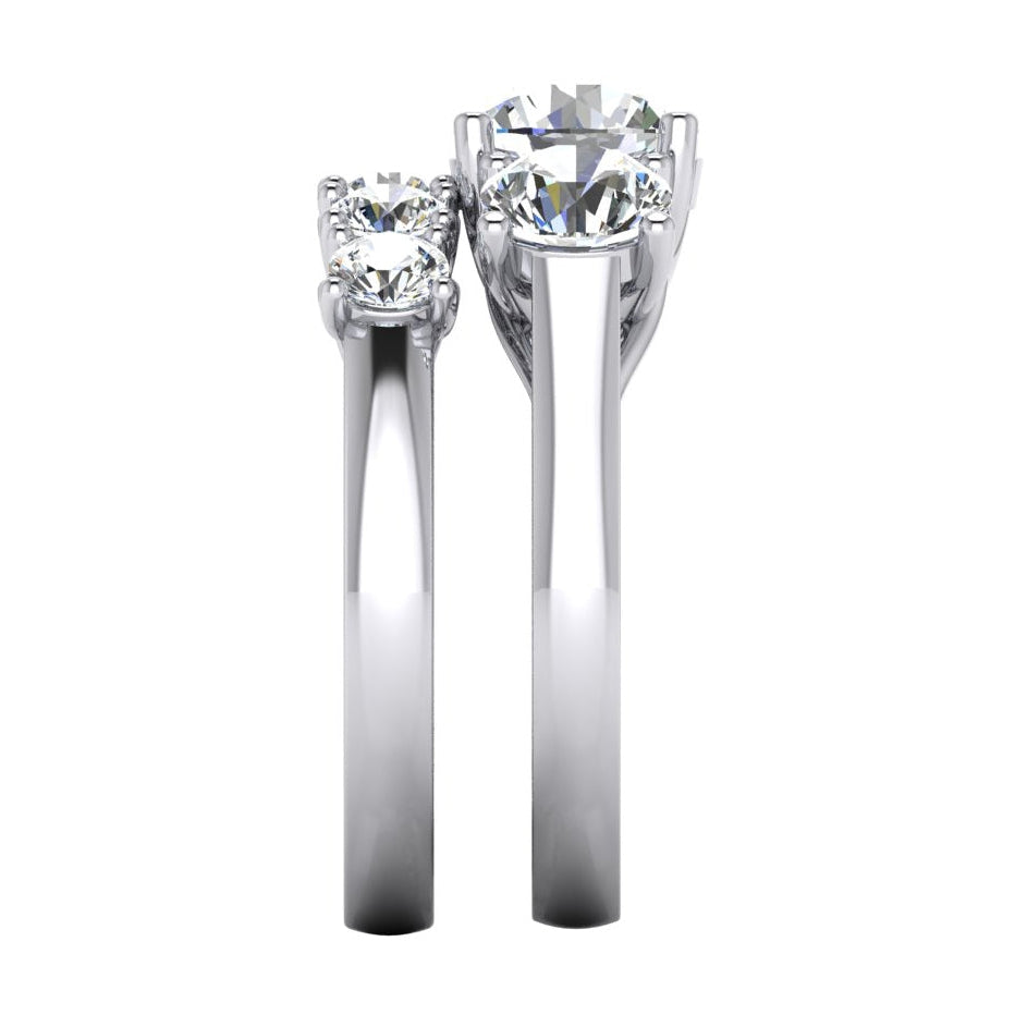 Runder Natürlich Diamant Verlobungsring und Set Gold 14K